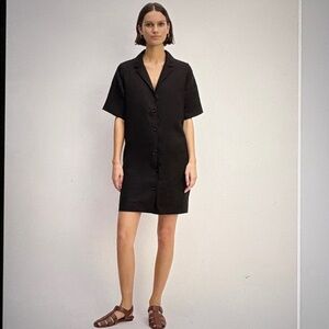Everlane NWT Size XXL The Shirtdress in Black Linen